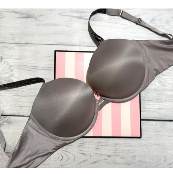 Victoria Secret -Shine Diamond Strap Push-Up Bra (Gray/Violet)-36DDD - Picture 3 of 3